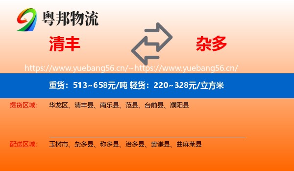 清丰到杂多县物流