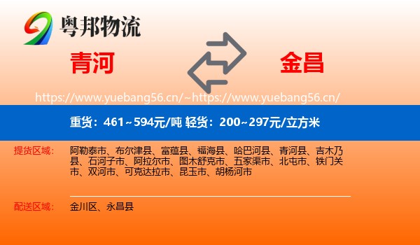 青河到金昌物流