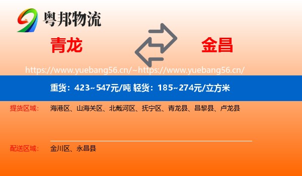 青龙到金昌物流