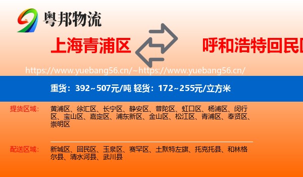 上海青浦区到回民区物流