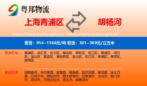 上海青浦区到胡杨河市物流