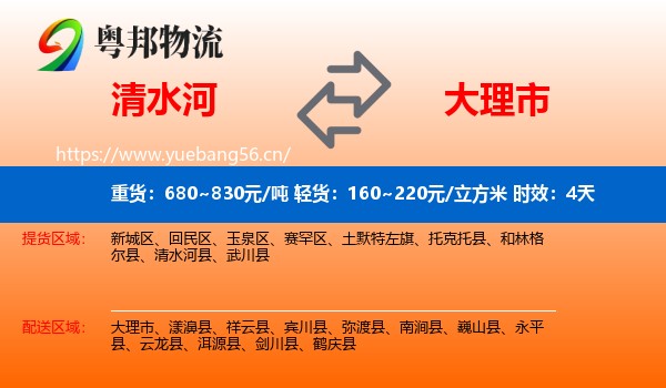 清水河到大理市物流专线名片