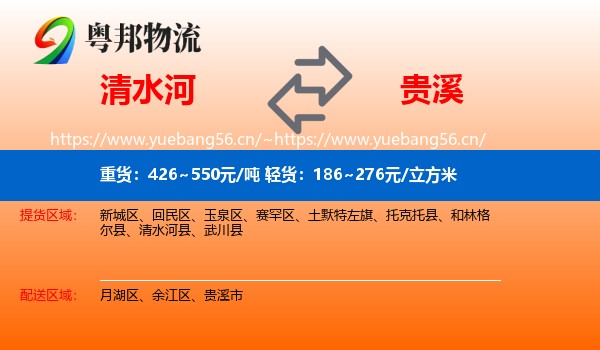 清水河到贵溪市物流