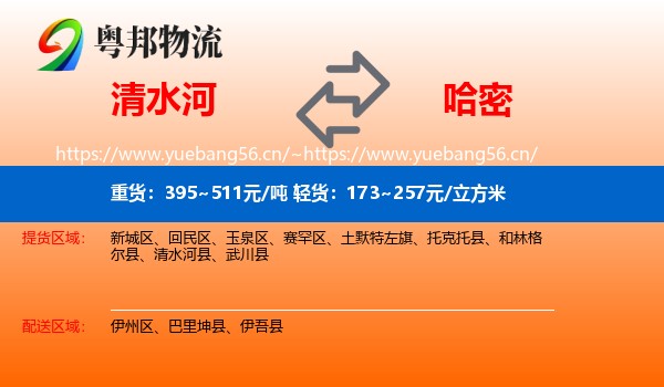 清水河到哈密物流