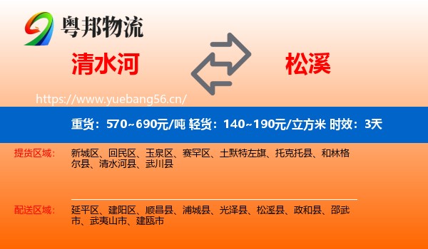 清水河到松溪县物流专线名片