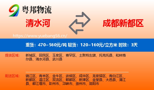 清水河到新都区物流专线名片