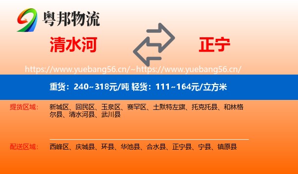 清水河到正宁县物流