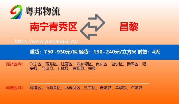 南宁青秀区到昌黎县物流专线名片