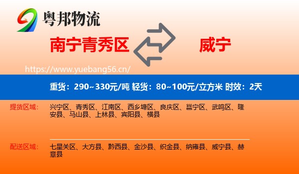 南宁青秀区到威宁县物流专线名片