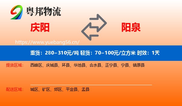 庆阳到阳泉物流专线名片
