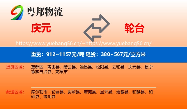 庆元到轮台县物流