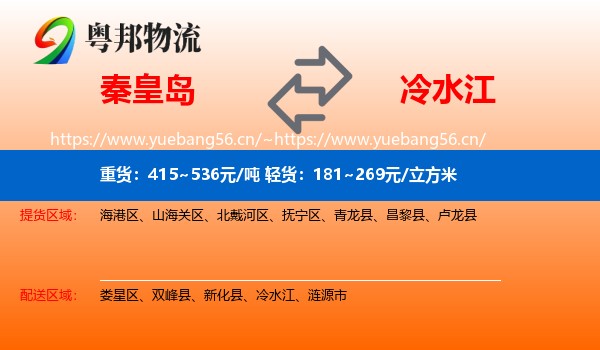 秦皇岛到冷水江物流