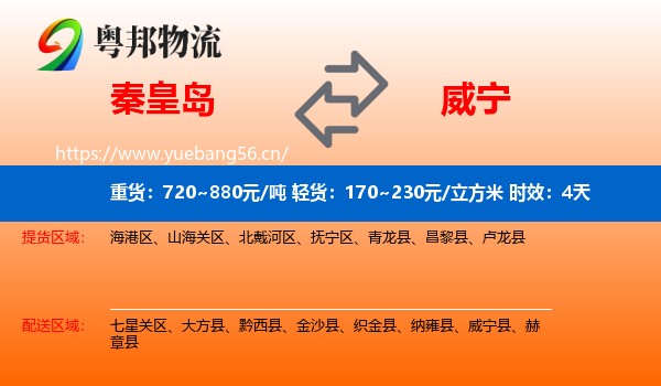 秦皇岛到威宁县物流专线名片