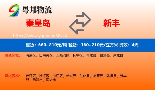 秦皇岛到新丰县物流专线名片