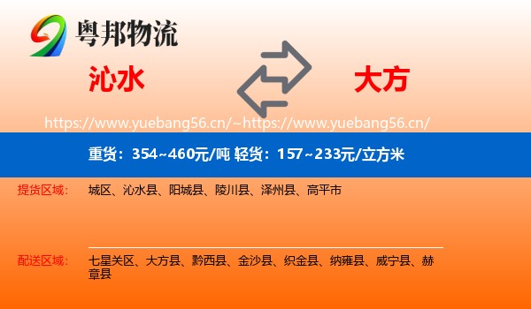 沁水到大方县物流