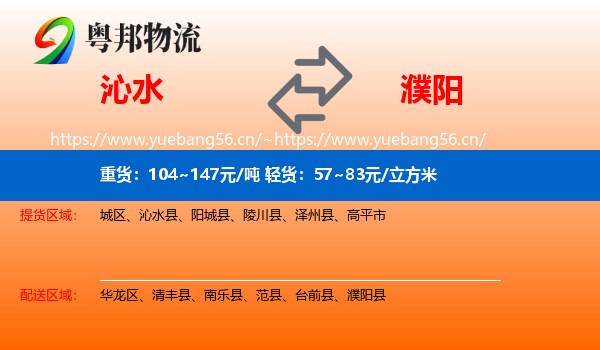 沁水到濮阳县物流
