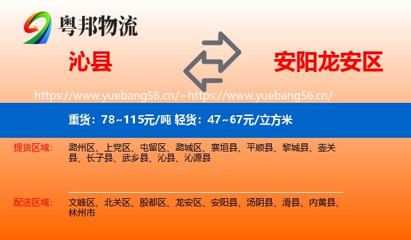 沁县到龙安区物流