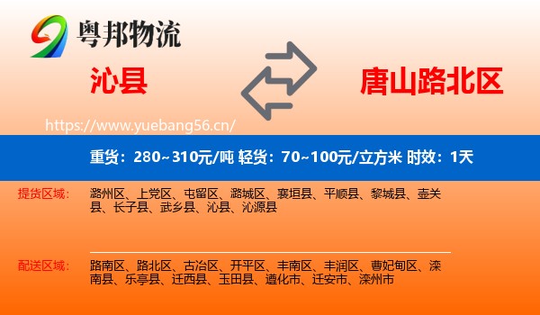 沁县到路北区物流专线名片
