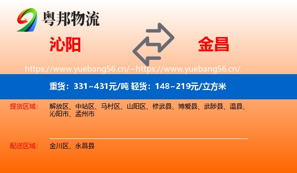 沁阳到金昌物流