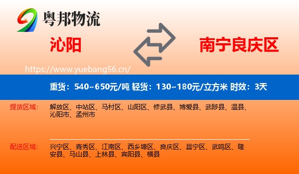 沁阳到良庆区物流专线名片