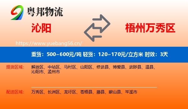 沁阳到万秀区物流专线名片