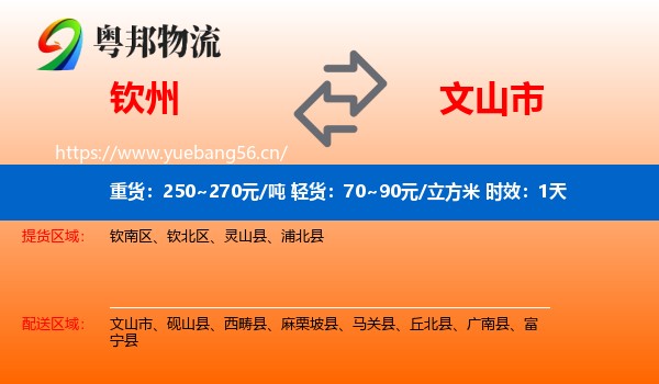 钦州到文山市物流 钦州到文山市物流专线名片