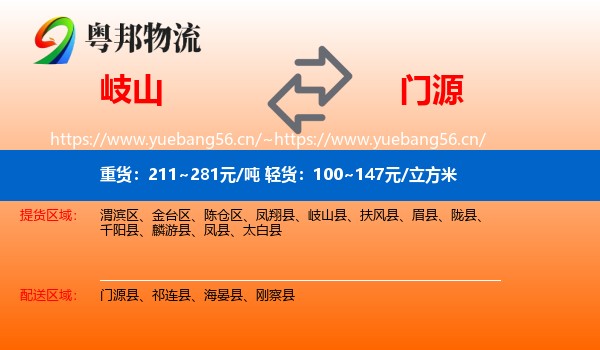 岐山到门源县物流