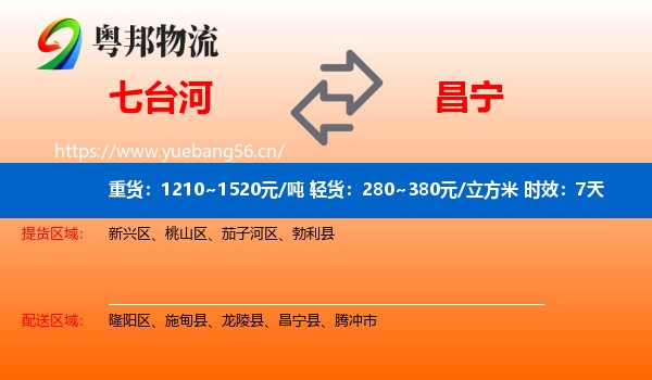 七台河到昌宁县物流专线名片