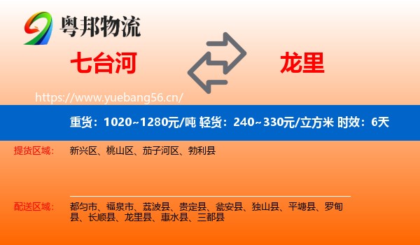 七台河到龙里县物流专线名片