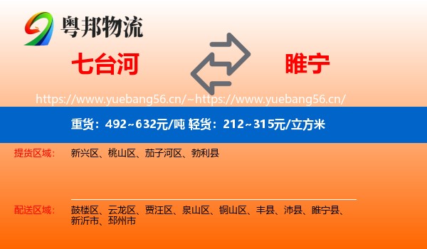 七台河到睢宁县物流