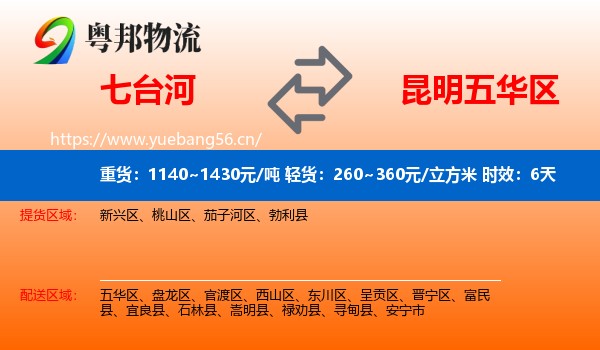 七台河到五华区物流 七台河到五华区物流专线名片