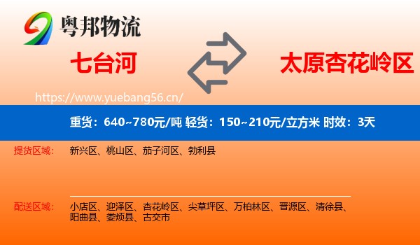 七台河到杏花岭区物流专线名片