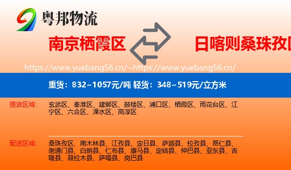 南京栖霞区到桑珠孜区物流