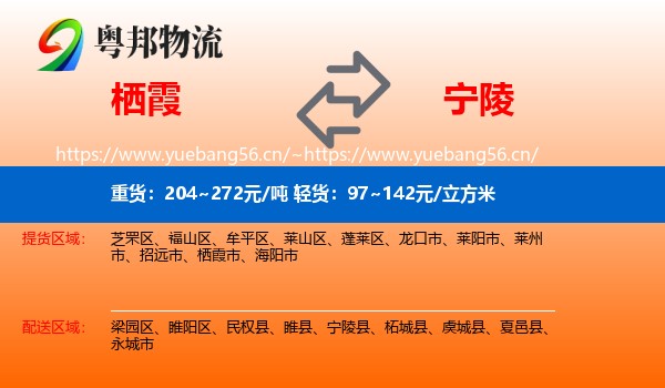 栖霞到宁陵县物流