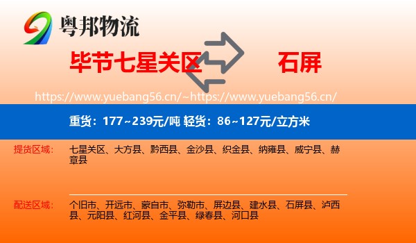 毕节七星关区到石屏县物流
