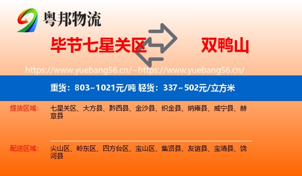 七星关区到双鸭山物流专线