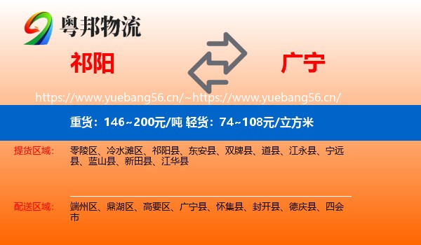 祁阳到广宁县物流