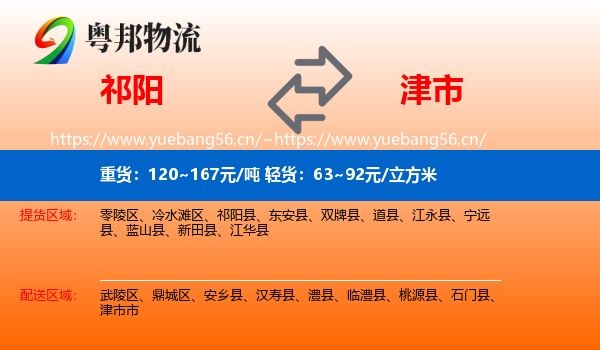 祁阳到津市市物流