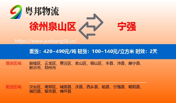 徐州泉山区到宁强县物流专线名片