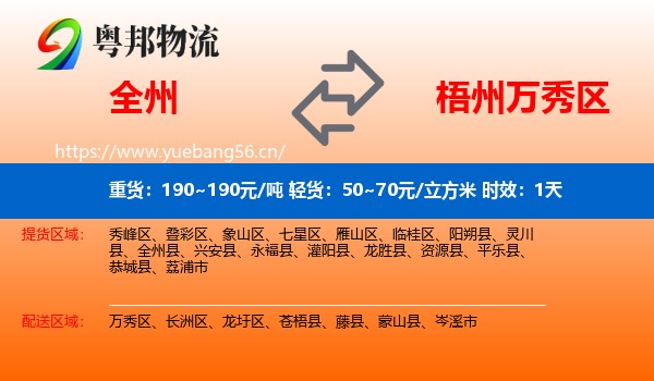 全州到万秀区物流 全州到万秀区物流专线名片