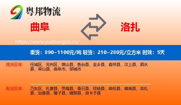 曲阜到洛扎县物流专线名片