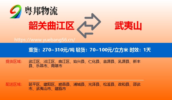 韶关曲江区到武夷山市物流专线名片