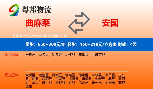 曲麻莱到安国市物流专线名片