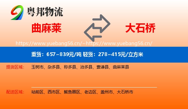 曲麻莱县到大石桥市物流专线