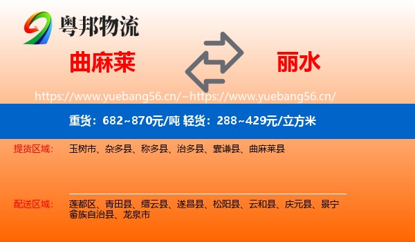 曲麻莱县到丽水物流专线