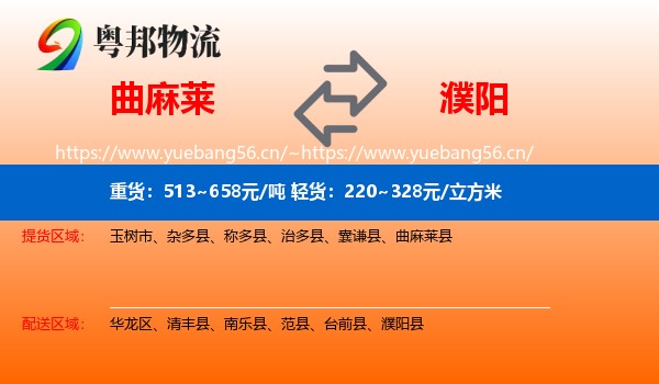 曲麻莱到濮阳县物流