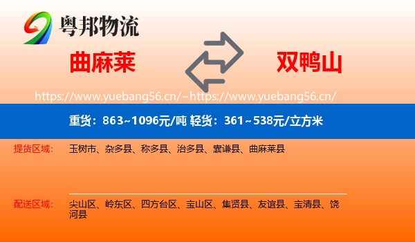 曲麻莱县到双鸭山物流专线