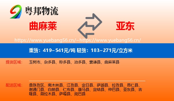 曲麻莱到亚东县物流