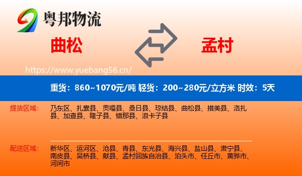 曲松到孟村回族自治县物流 曲松到孟村回族自治县物流专线名片
