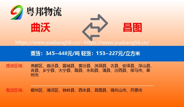 曲沃到昌图县物流